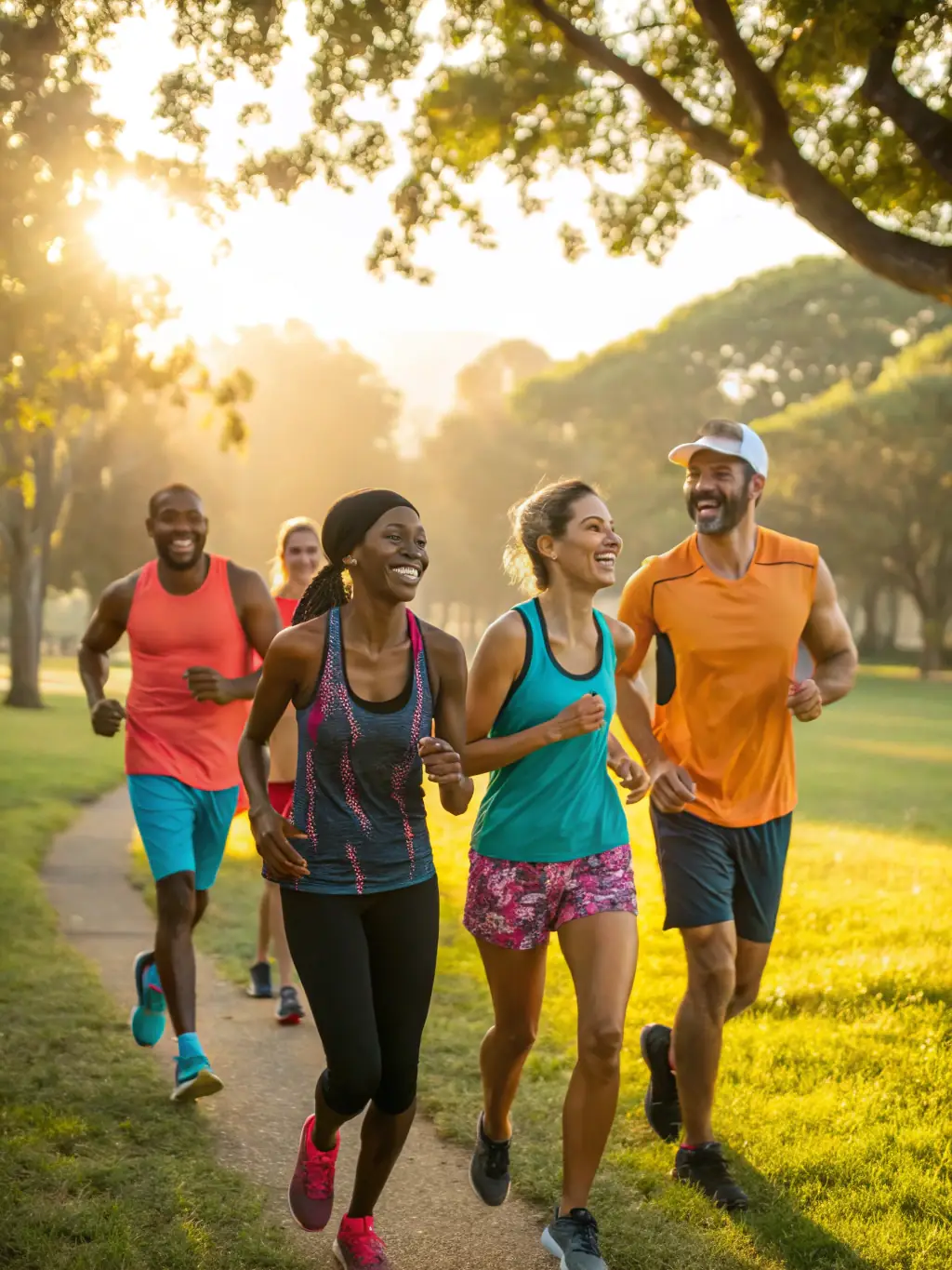 A group of runners participating in a fun run event organized by Millau Triathlon, promoting community engagement and healthy lifestyles.